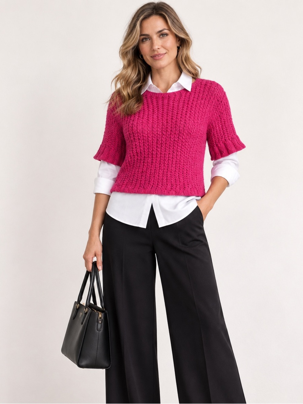 🧶 Hand knitted Pink Sweater, size Small